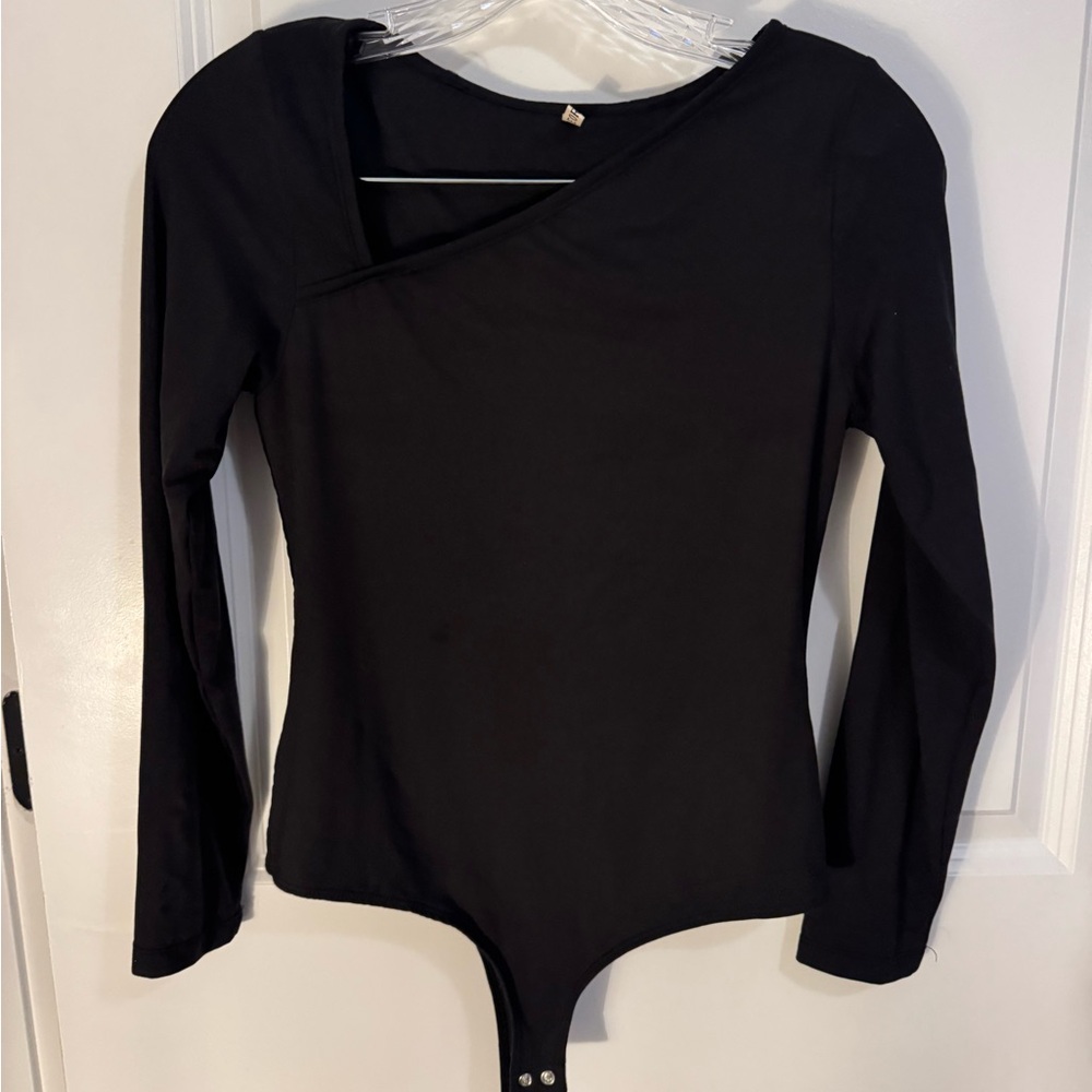 Black Asymmetrical Women's bodysuit